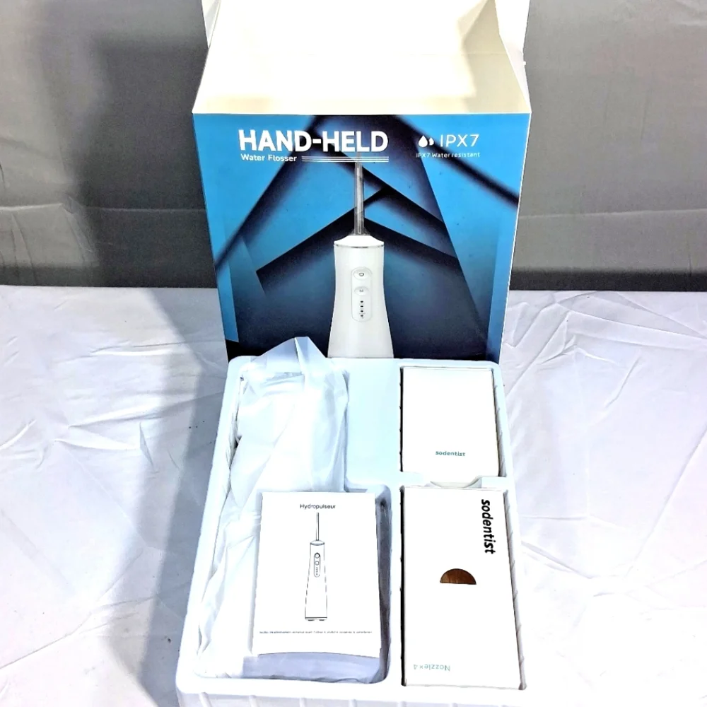 Sodentist NIBox 280 ml. White Hand-Held 3 Mode Water Flosser With Charging Base